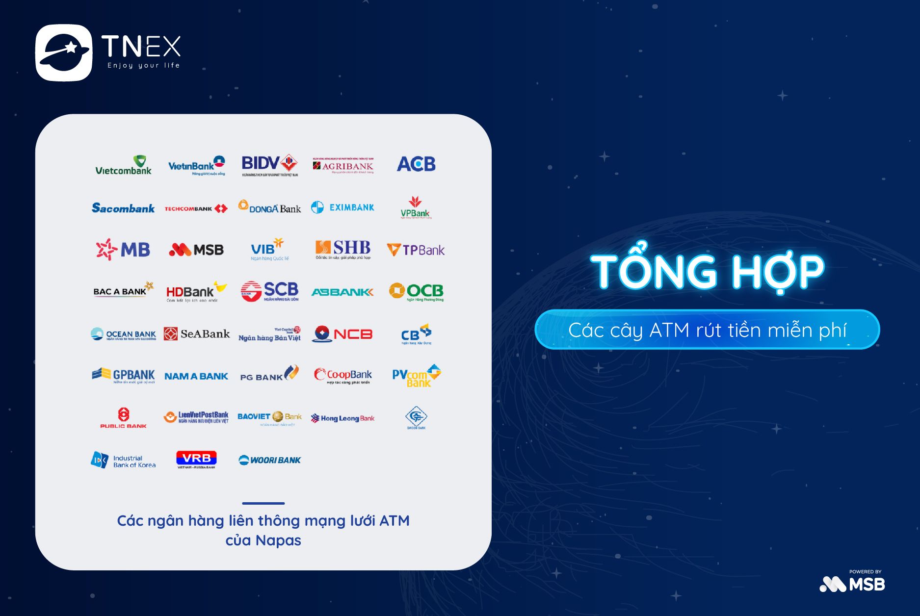 THẺ TNEX CÓ THỂ RÚT TIỀN MIỄN PHÍ Ở ĐÂU?