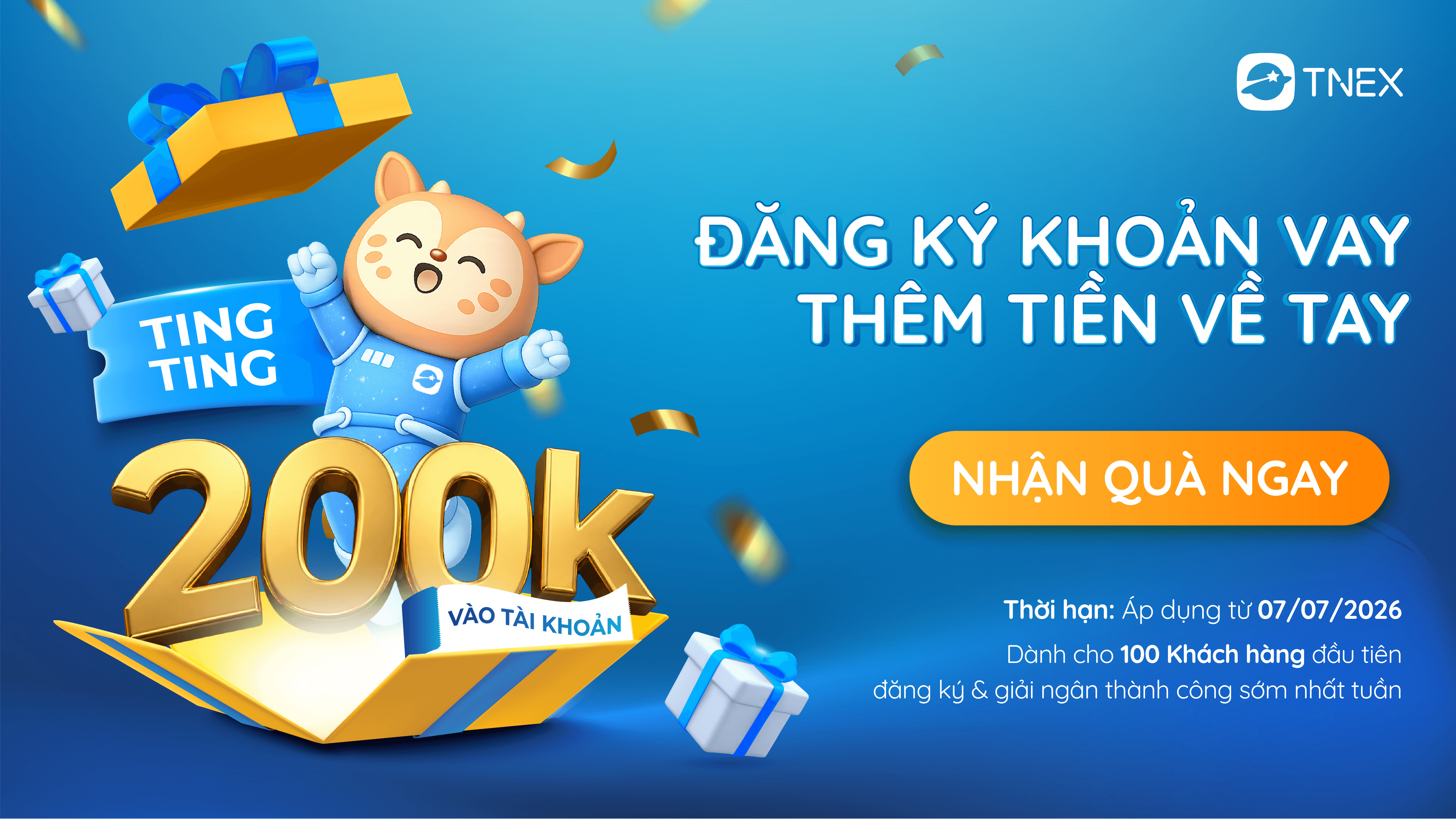 Nhận ngay 200.000 đồng khi đăng ký và giải ngân thành công khoản vay tiêu dùng Nhận ngay 200.000 đồng khi đăng ký và giải ngân thành công khoản vay tiêu dùng